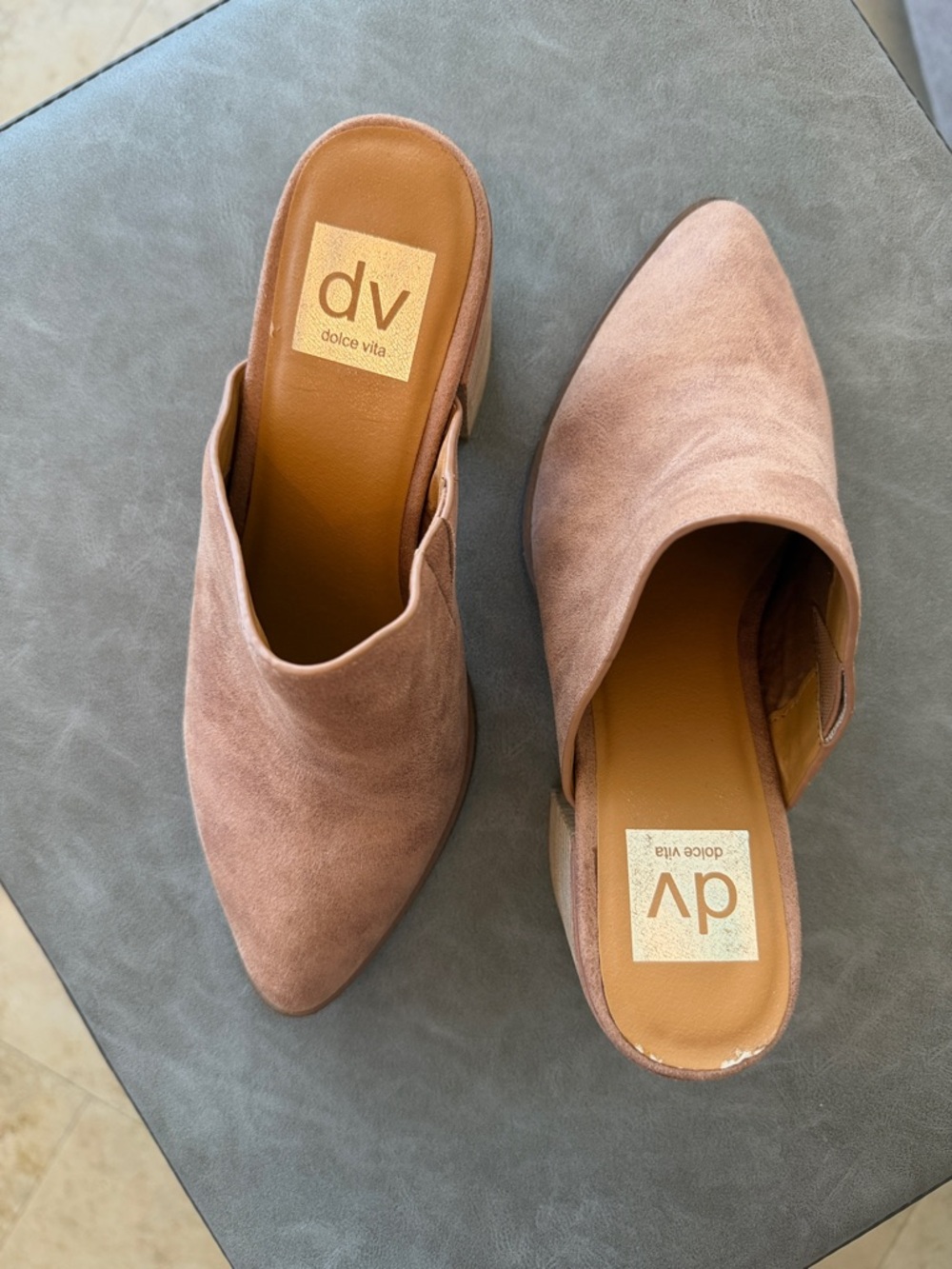 Dolce Vita Blush Suede Pointed-Toe Slip-On Mules